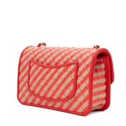 Chanel Single Flap Mini Rectangle Small 21P Raffia Stroh Korall Rot GHW