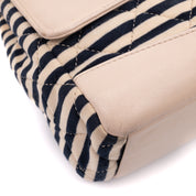 Chanel Classic Single Flap Coco Sailor Jumbo Jersey Dunkelblau Creme Streifen GHW