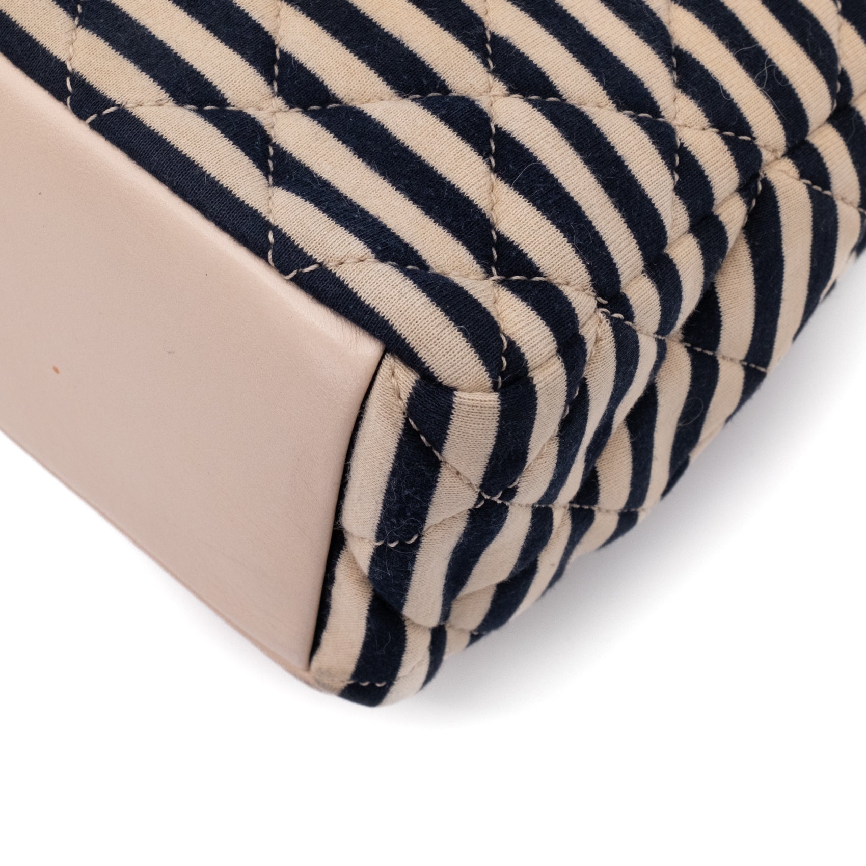 Chanel Classic Single Flap Coco Sailor Jumbo Jersey Dunkelblau Creme Streifen GHW