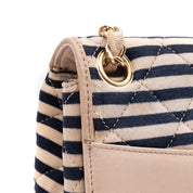 Chanel Classic Single Flap Coco Sailor Jumbo Jersey Dunkelblau Creme Streifen GHW