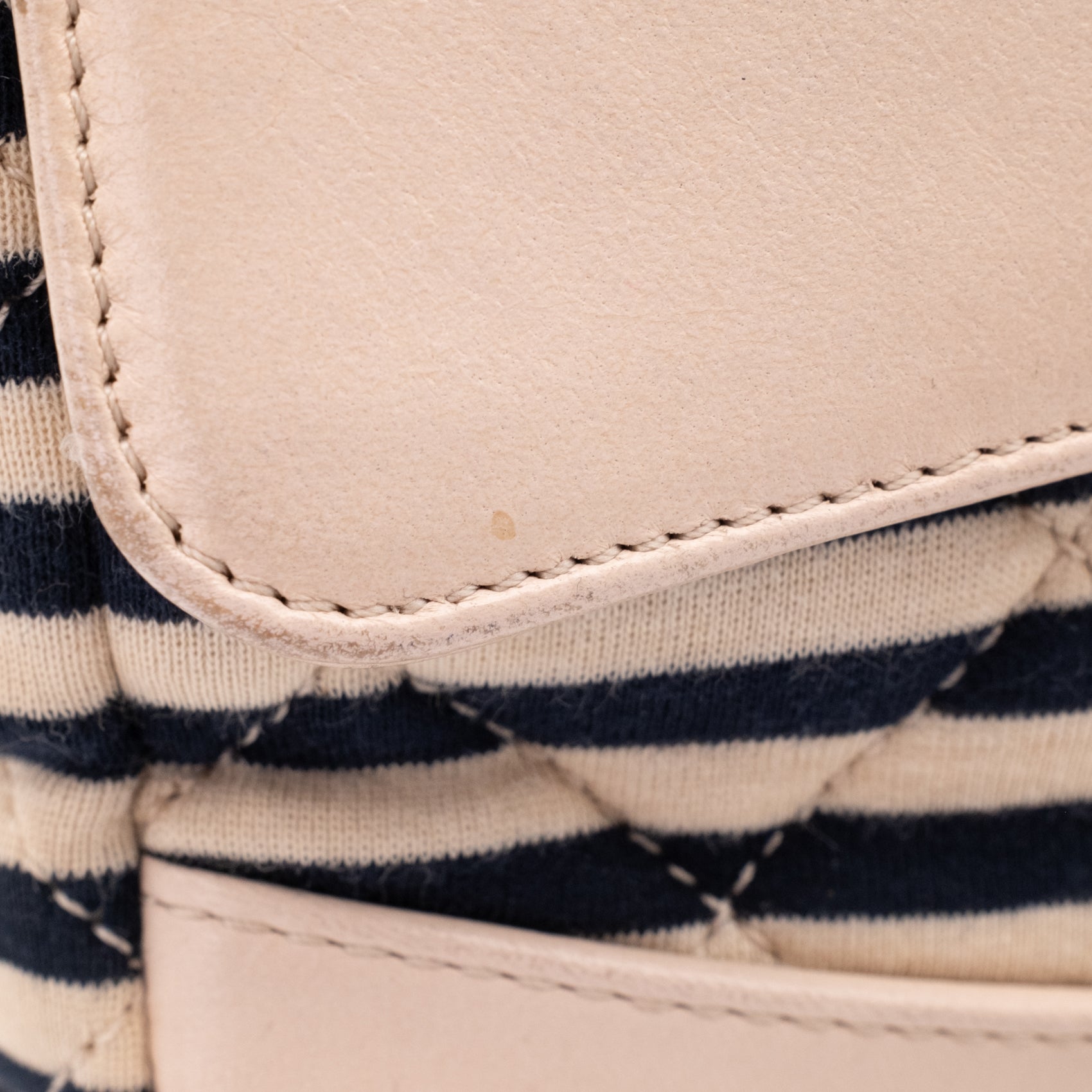 Chanel Classic Single Flap Coco Sailor Jumbo Jersey Dunkelblau Creme Streifen GHW