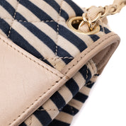 Chanel Classic Single Flap Coco Sailor Jumbo Jersey Dunkelblau Creme Streifen GHW