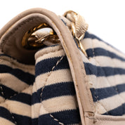 Chanel Classic Single Flap Coco Sailor Jumbo Jersey Dunkelblau Creme Streifen GHW