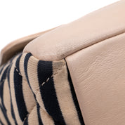 Chanel Classic Single Flap Coco Sailor Jumbo Jersey Dunkelblau Creme Streifen GHW