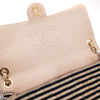 Chanel Classic Single Flap Coco Sailor Jumbo Jersey Dunkelblau Creme Streifen GHW