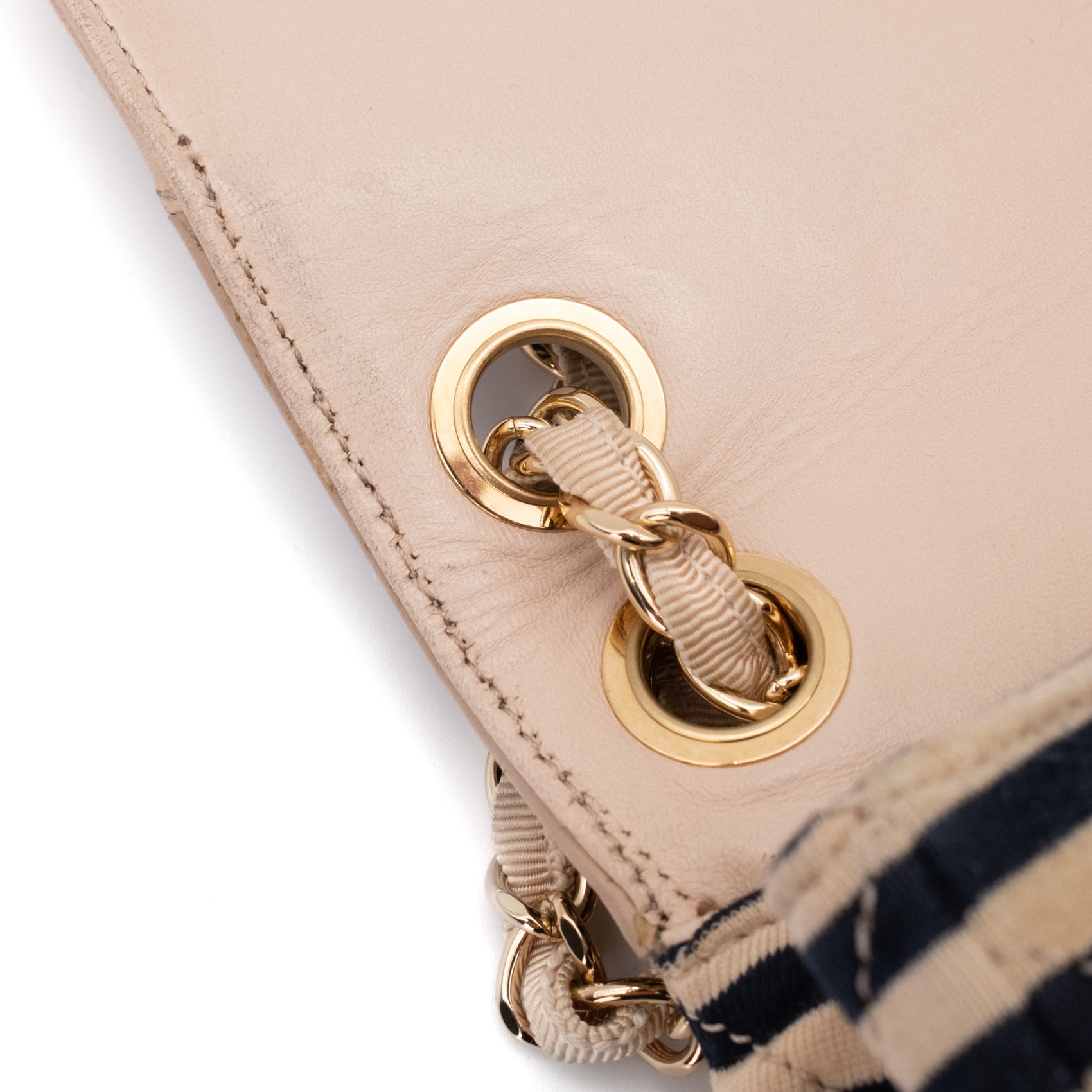 Chanel Classic Single Flap Coco Sailor Jumbo Jersey Dunkelblau Creme Streifen GHW