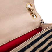 Chanel Classic Single Flap Coco Sailor Jumbo Jersey Dunkelblau Creme Streifen GHW