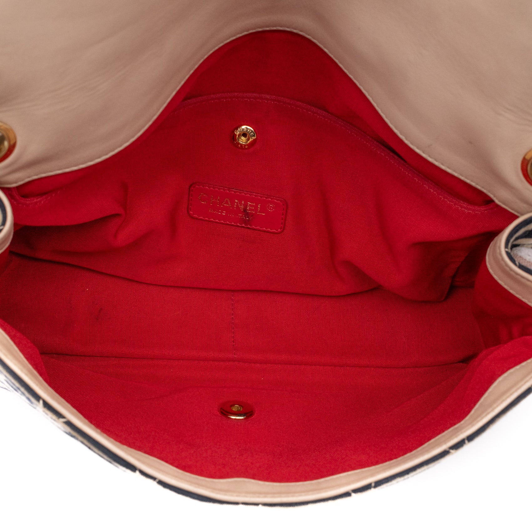 Chanel Classic Single Flap Coco Sailor Jumbo Jersey Dunkelblau Creme Streifen GHW