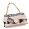 Chanel Classic Single Flap Coco Sailor Jumbo Jersey Dunkelblau Creme Streifen GHW