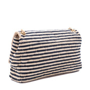 Chanel Classic Single Flap Coco Sailor Jumbo Jersey Dunkelblau Creme Streifen GHW