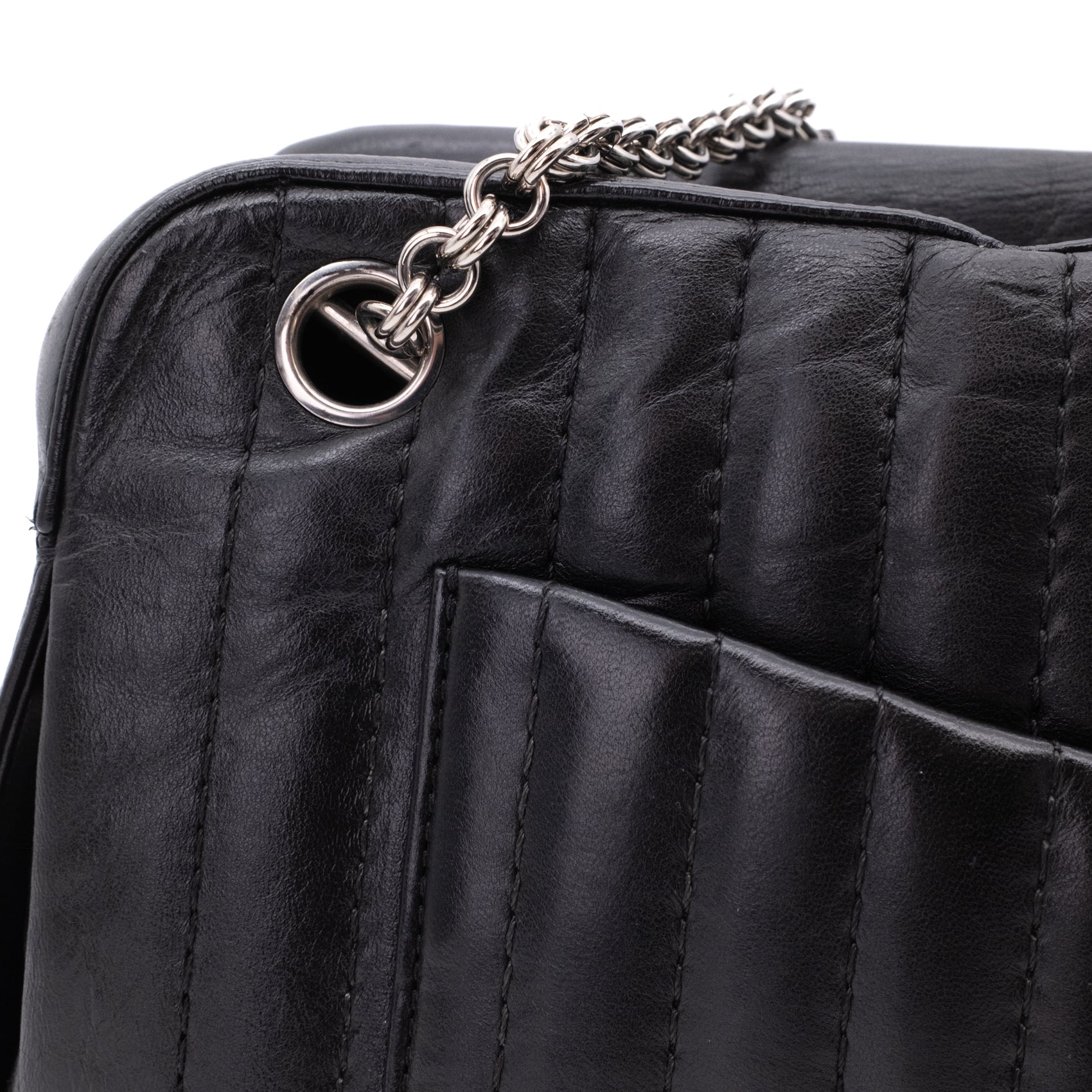 Chanel Classic Jumbo Single Flap Schultertasche Lammleder Schwarz Vertical Quilted Mademoiselle SHW