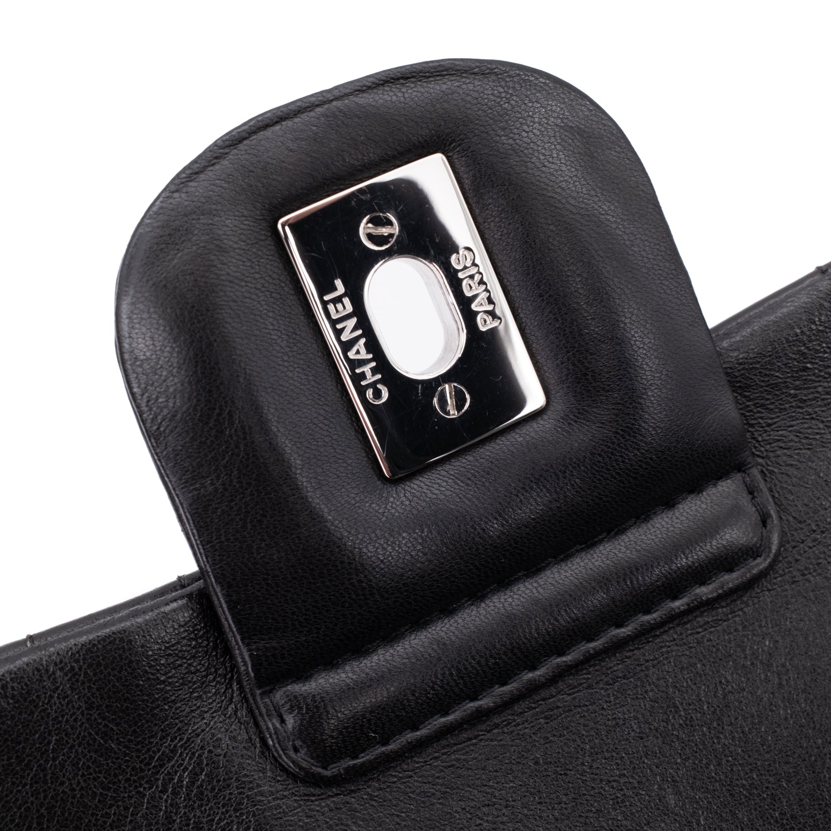Chanel Classic Jumbo Single Flap Schultertasche Lammleder Schwarz Vertical Quilted Mademoiselle SHW