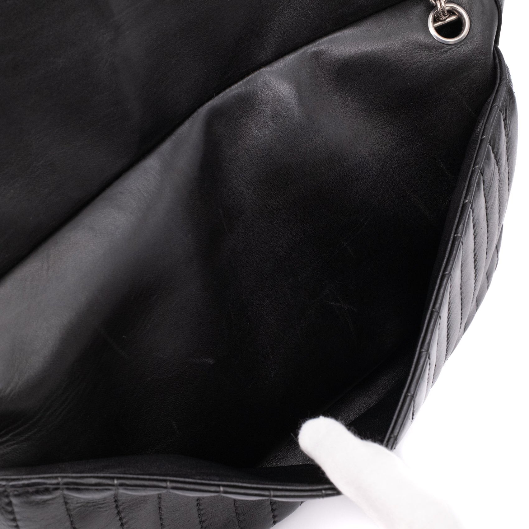 Chanel Classic Jumbo Single Flap Schultertasche Lammleder Schwarz Vertical Quilted Mademoiselle SHW