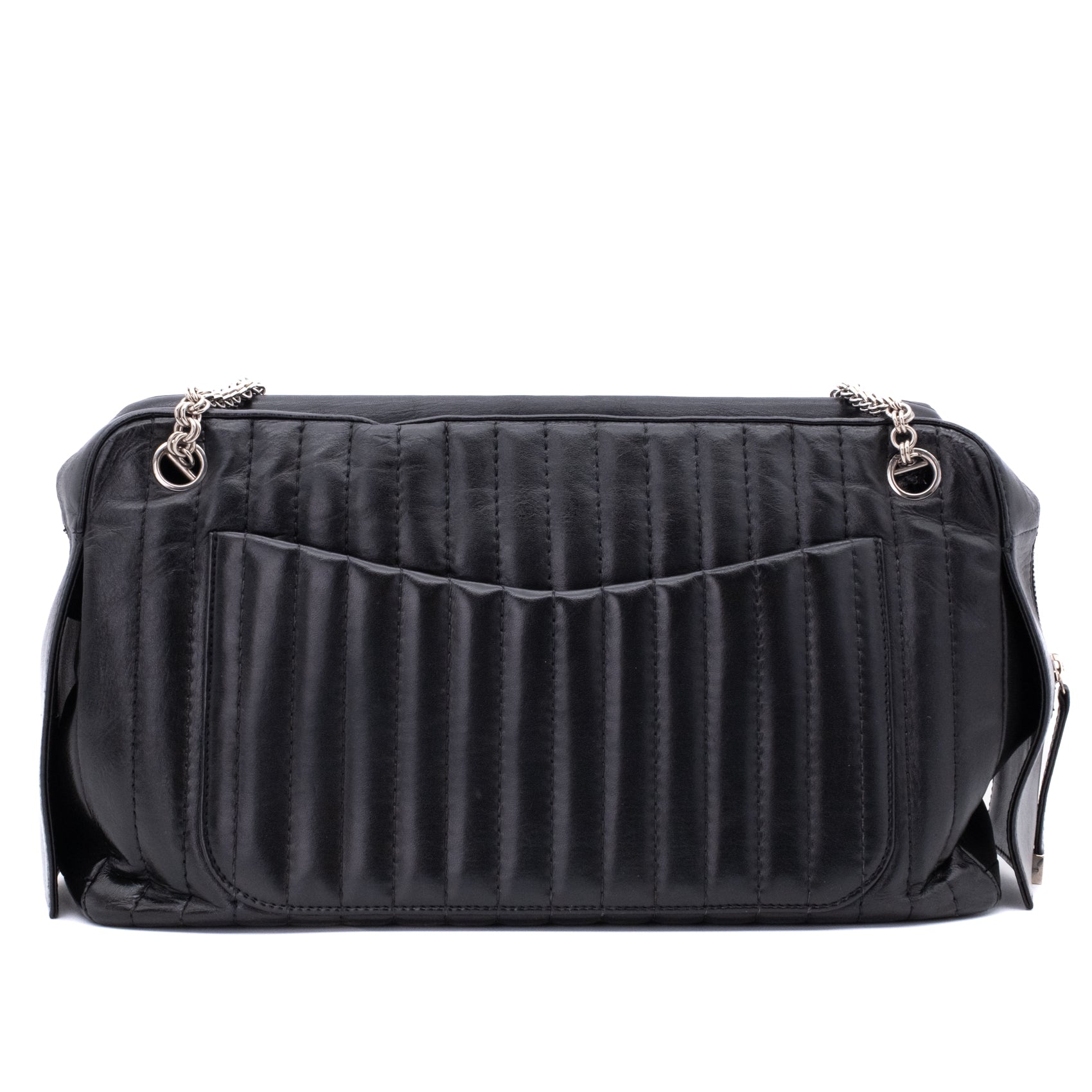 Chanel Classic Jumbo Single Flap Schultertasche Lammleder Schwarz Vertical Quilted Mademoiselle SHW