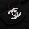 Schwarze Chanel Timeless Handtasche Double Face Medium Größe aus Jersey Material mit silberner Hardware Detail CC Lock
