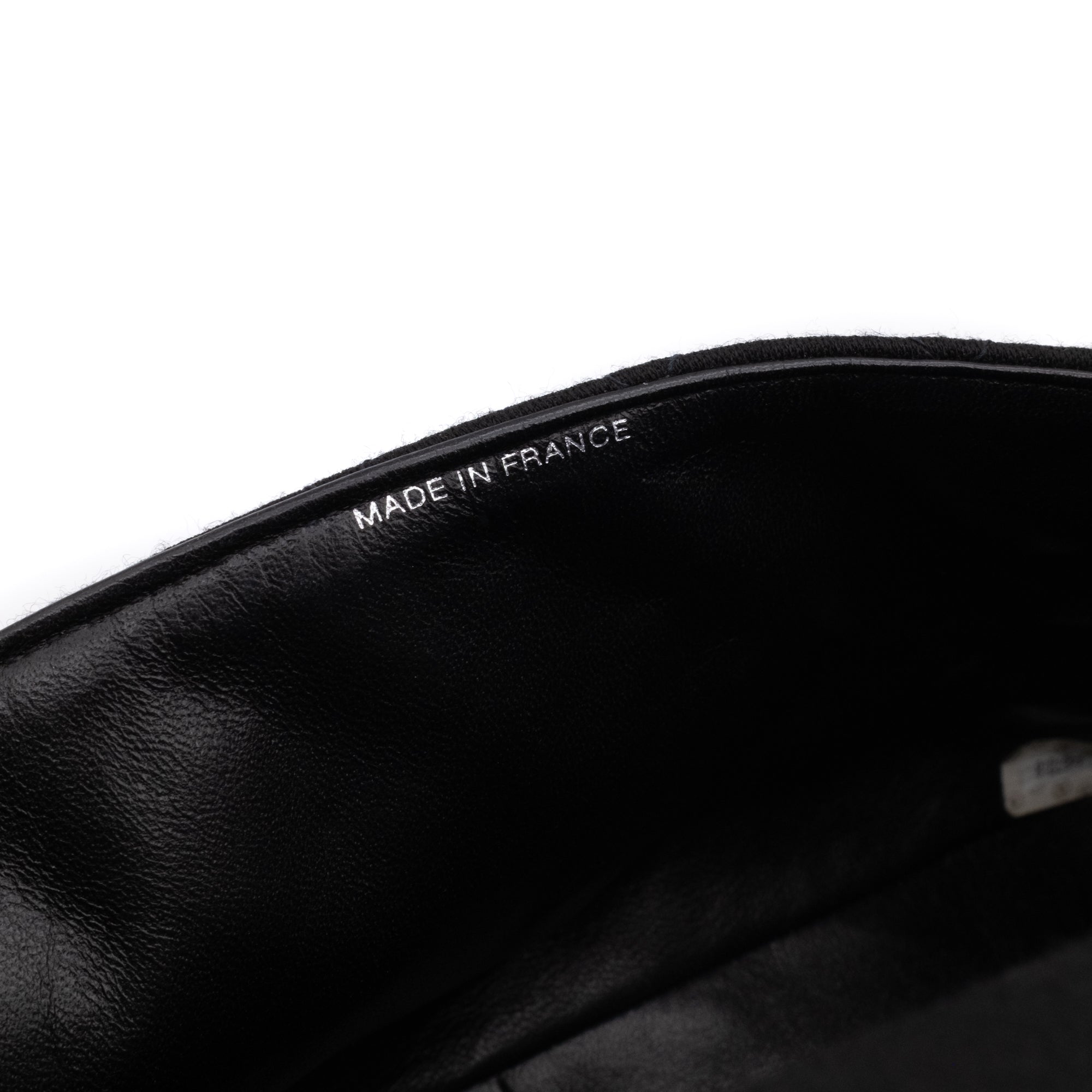 Schwarze Chanel Timeless Handtasche Double Face Medium Größe aus Jersey Material mit silberner Hardware Detail Stempel