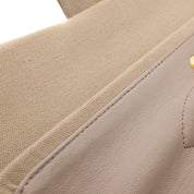 Chanel Timeless Double Flap Bag Handtasche in Beige Medium Größe aus Jeans Denim Material mit goldener Hardware Detail Gebrauchsspuren Innen