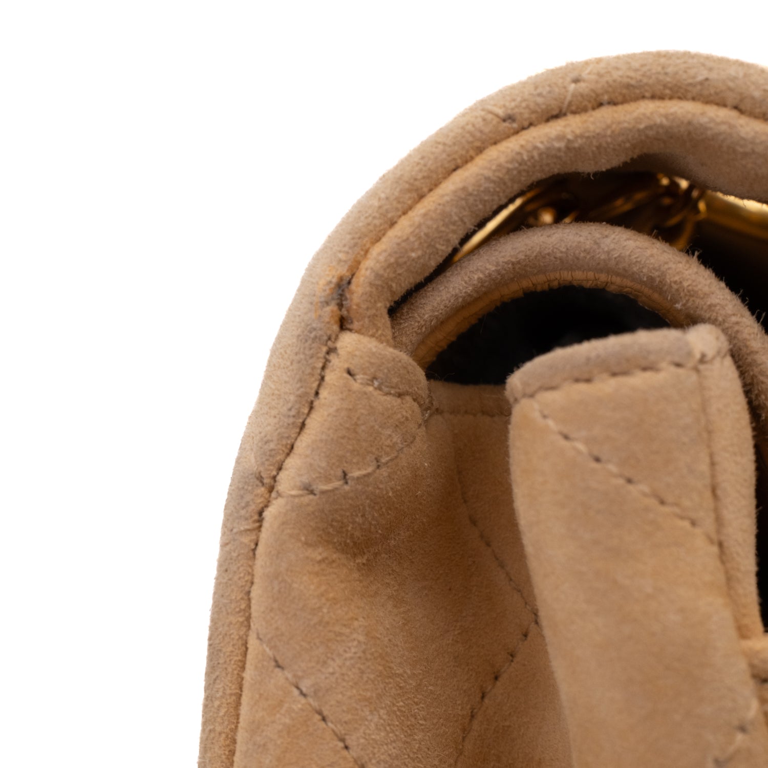 Vintage Chanel Classic Timeless Double Flap Bag in Medium Größe aus beigem Wildleder Material mit goldenerHardware