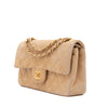 Vintage Chanel Classic Timeless Double Flap Bag in Medium Größe aus beigem Wildleder Material mit goldenerHardware