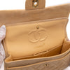 Vintage Chanel Classic Timeless Double Flap Bag in Medium Größe aus beigem Wildleder Material mit goldenerHardware