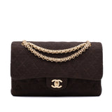Chanel Classic Double Flap Medium Jersey Brown