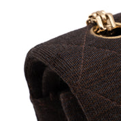 Vintage Chanel Classic Timeless Double Flap Bag in Medium Größe aus braunem Baumwolle Jersey Material mit goldener Hardware