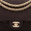 Vintage Chanel Classic Timeless Double Flap Bag in Medium Größe aus braunem Baumwolle Jersey Material mit goldener Hardware Cc Verschluss 