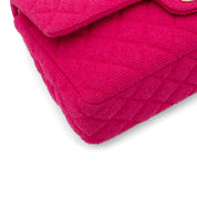 Pinke Chanel Timeless Double Flap Bag Handtasche in Medium Größe aus Jersey Tweed Material mit matt goldener Hardware