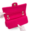 Pinke Chanel Timeless Double Flap Bag Handtasche in Medium Größe aus Jersey Tweed Material mit matt goldener Hardware