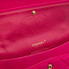 Pinke Chanel Timeless Double Flap Bag Handtasche in Medium Größe aus Jersey Tweed Material mit matt goldener Hardware