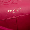 Pinke Chanel Timeless Double Flap Bag Handtasche in Medium Größe aus Jersey Tweed Material mit matt goldener Hardware
