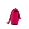 Pinke Chanel Timeless Double Flap Bag Handtasche in Medium Größe aus Jersey Tweed Material mit matt goldener Hardware