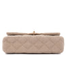 Beige Chanel Classic Double Flap Bag in Medium Größe aus Leinen Canvas Material mit matt goldener Hardware Vorderansicht 