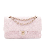 Chanel Classic Double Flap Medium Boucle Tweed Rosa Pink GHW