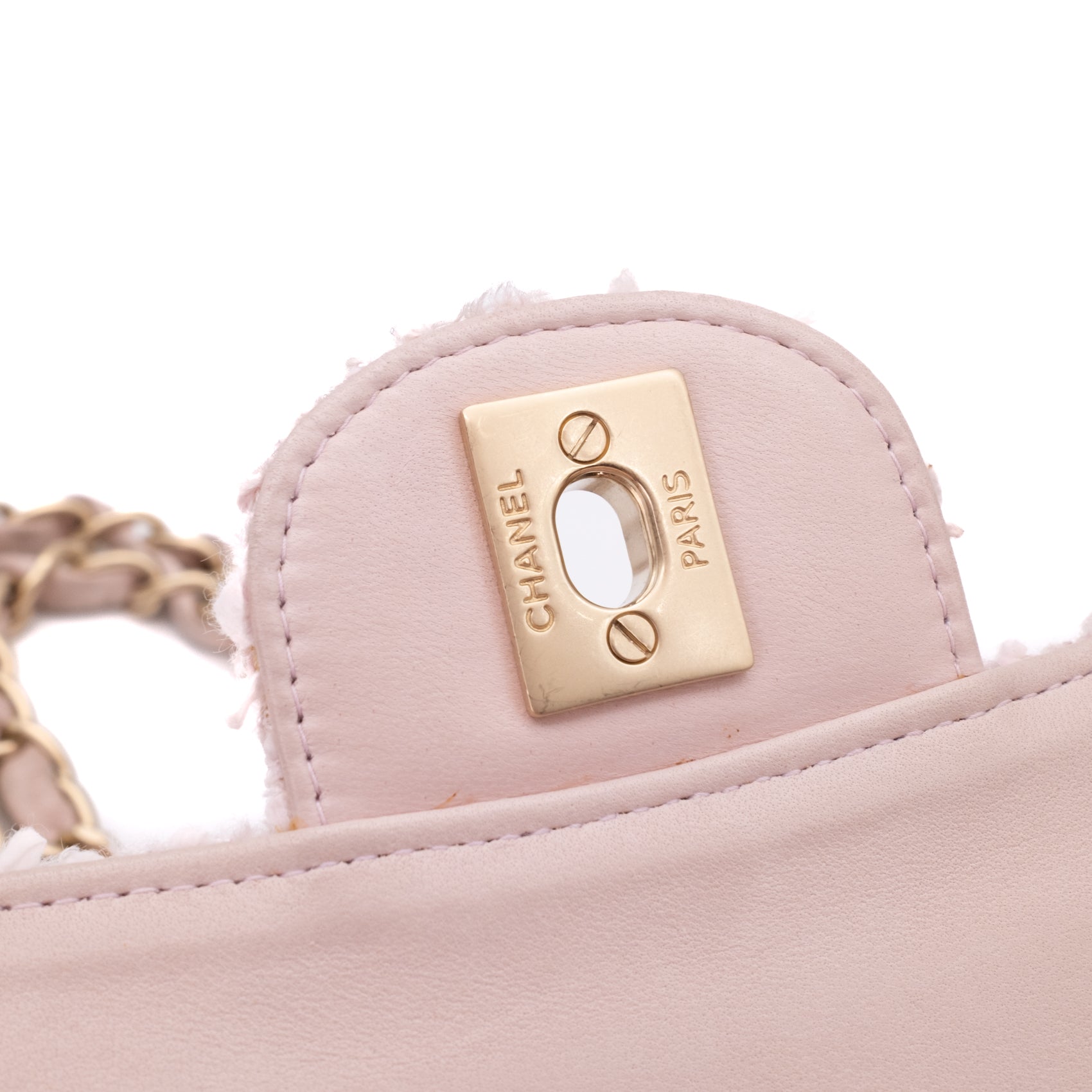 Chanel Classic Double Flap Medium Boucle Tweed Rosa Pink GHW