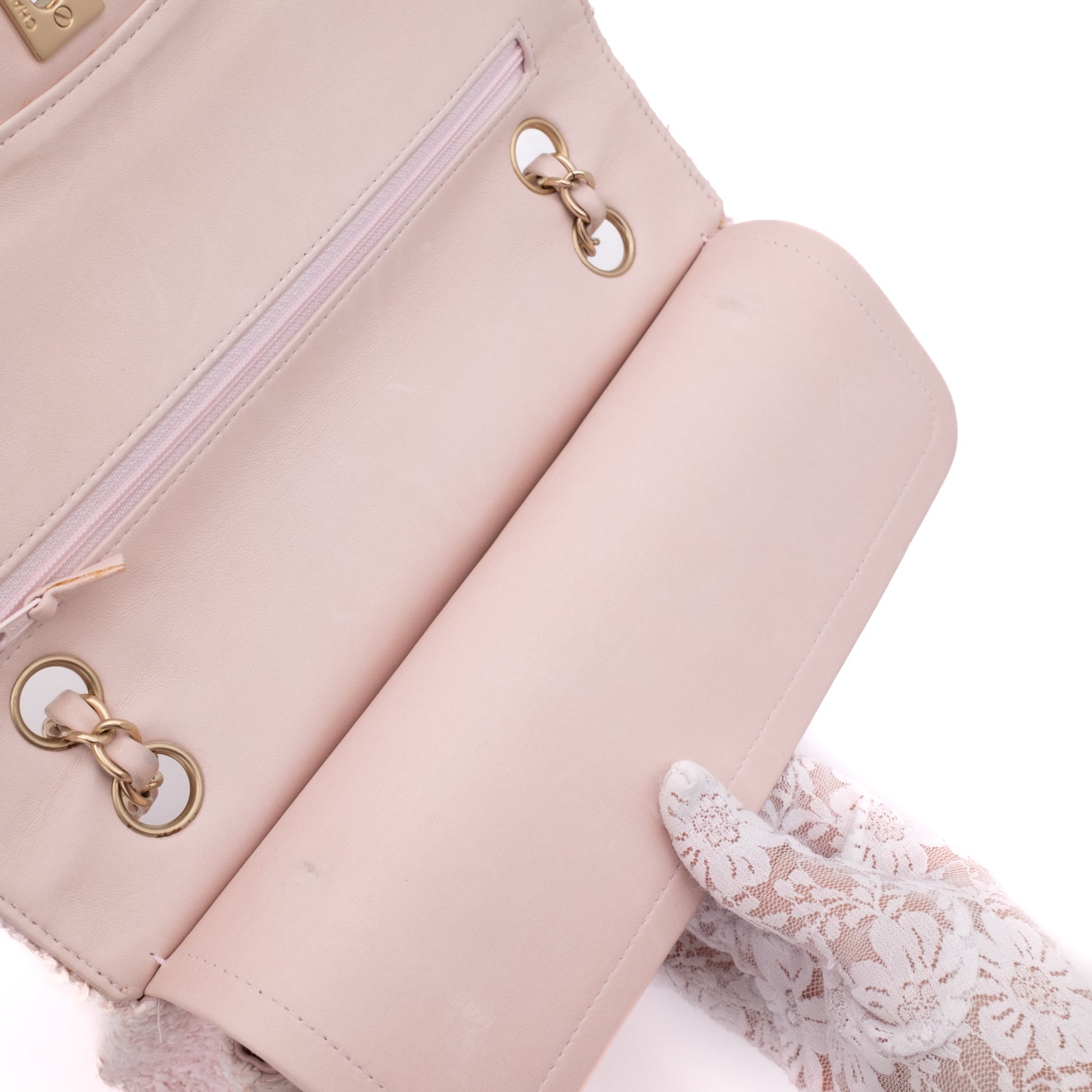 Chanel Classic Double Flap Medium Boucle Tweed Rosa Pink GHW