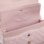 Chanel Classic Double Flap Medium Boucle Tweed Rosa Pink GHW
