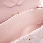 Chanel Classic Double Flap Medium Boucle Tweed Rosa Pink GHW