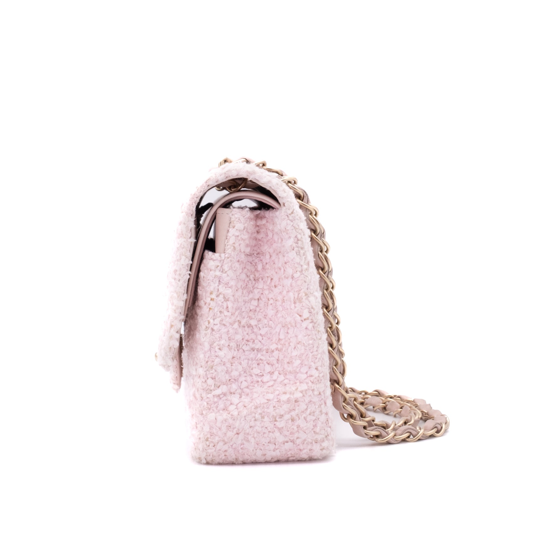 Chanel Classic Double Flap Medium Boucle Tweed Rosa Pink GHW