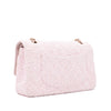 Chanel Classic Timeless Double Flap Bag in Medium Größe aus rosa Tweed Material mit goldener Hardware Rückseite