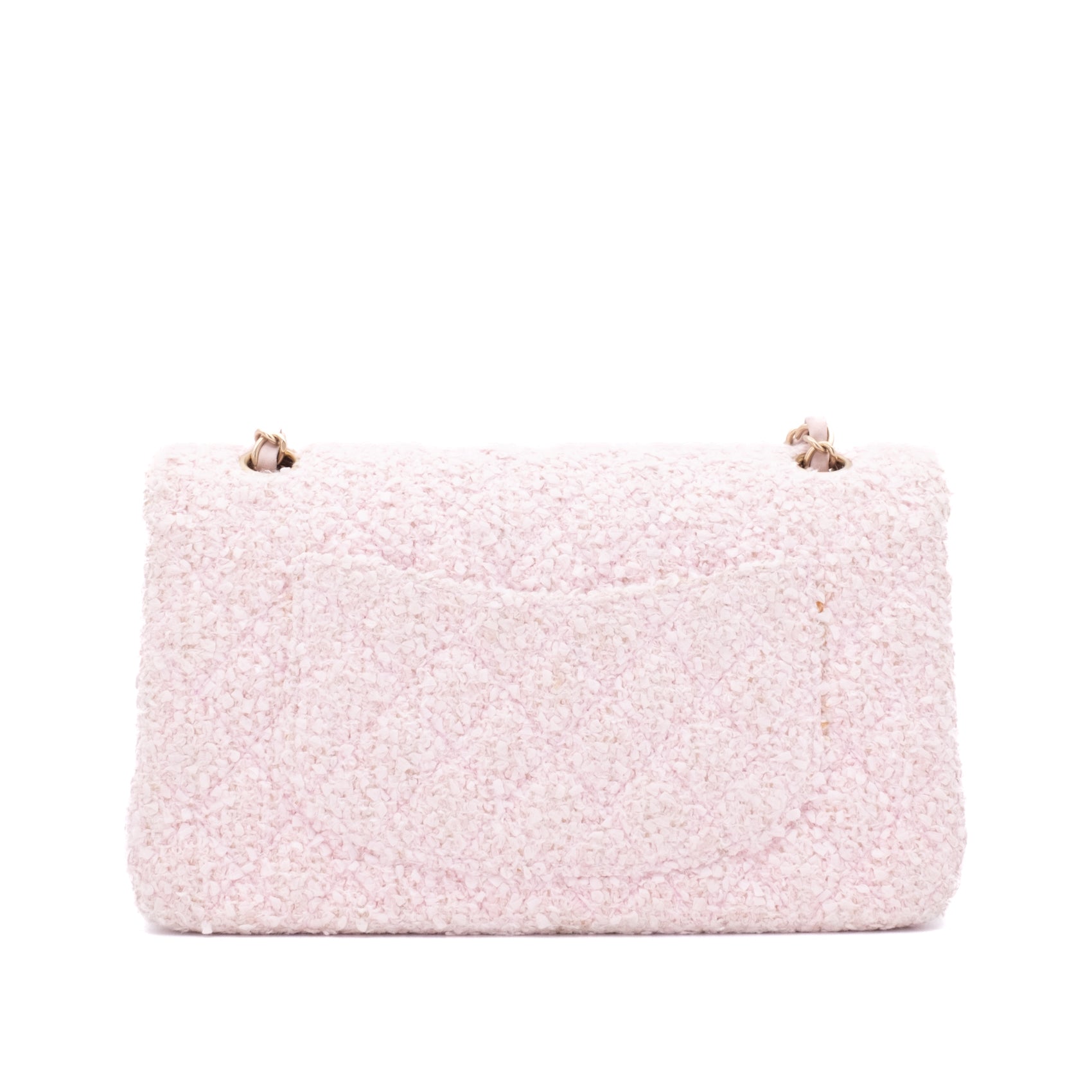 Chanel Classic Double Flap Medium Boucle Tweed Rosa Pink GHW