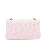 Chanel Classic Double Flap Medium Boucle Tweed Rosa Pink GHW