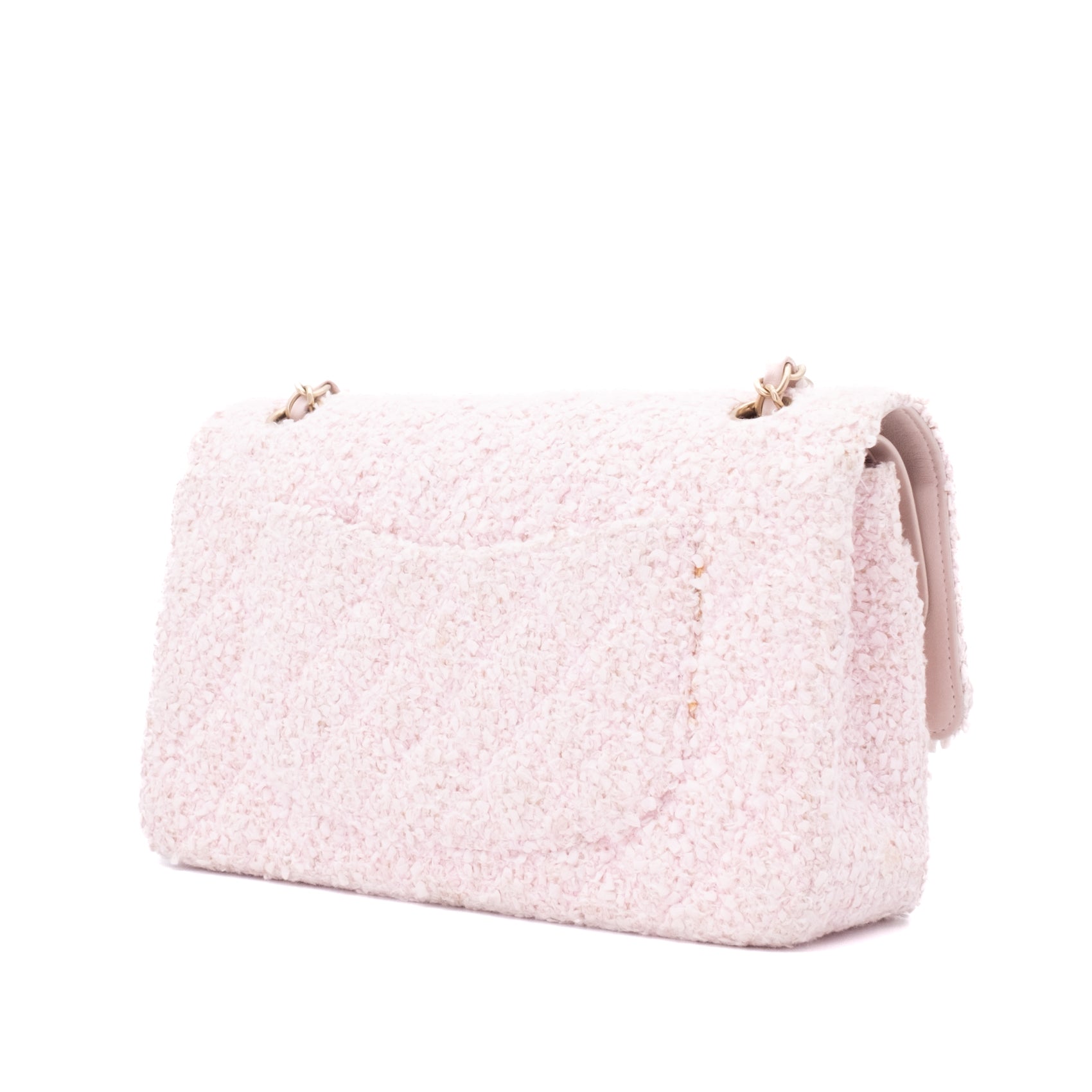 Chanel Classic Double Flap Medium Boucle Tweed Rosa Pink GHW