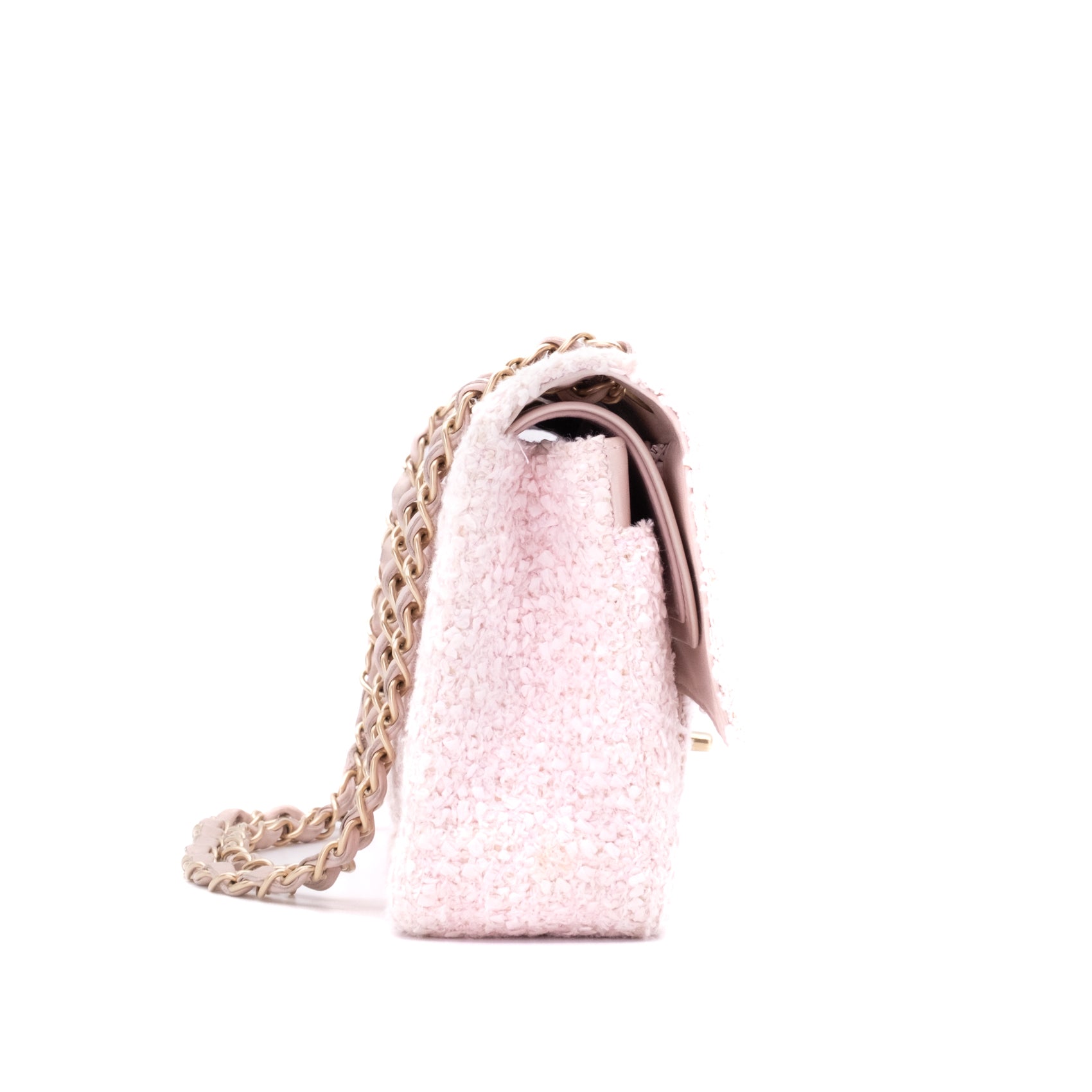 Chanel Classic Double Flap Medium Boucle Tweed Rosa Pink GHW