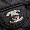 Chanel Classic Timeless Double Flap Bag in Medium Größe aus schwarzem Caviar Leder Material mit silberner Hardware