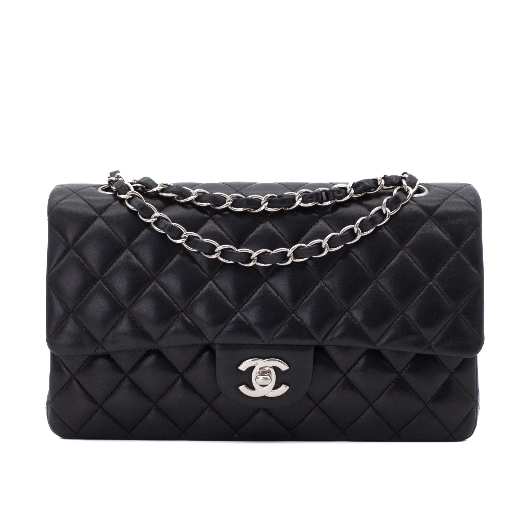 Chanel Classic Timeless Double Flap Bag Medium Lammleder Schwarz PHW