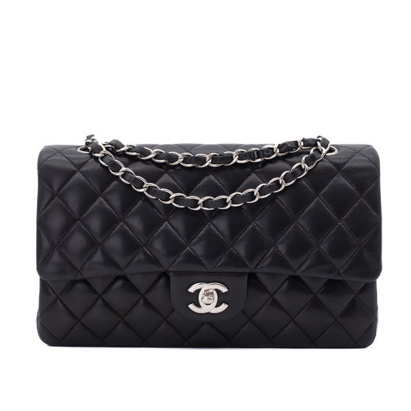 Chanel Classic Timeless Double Flap Bag Medium Lammleder Schwarz PHW