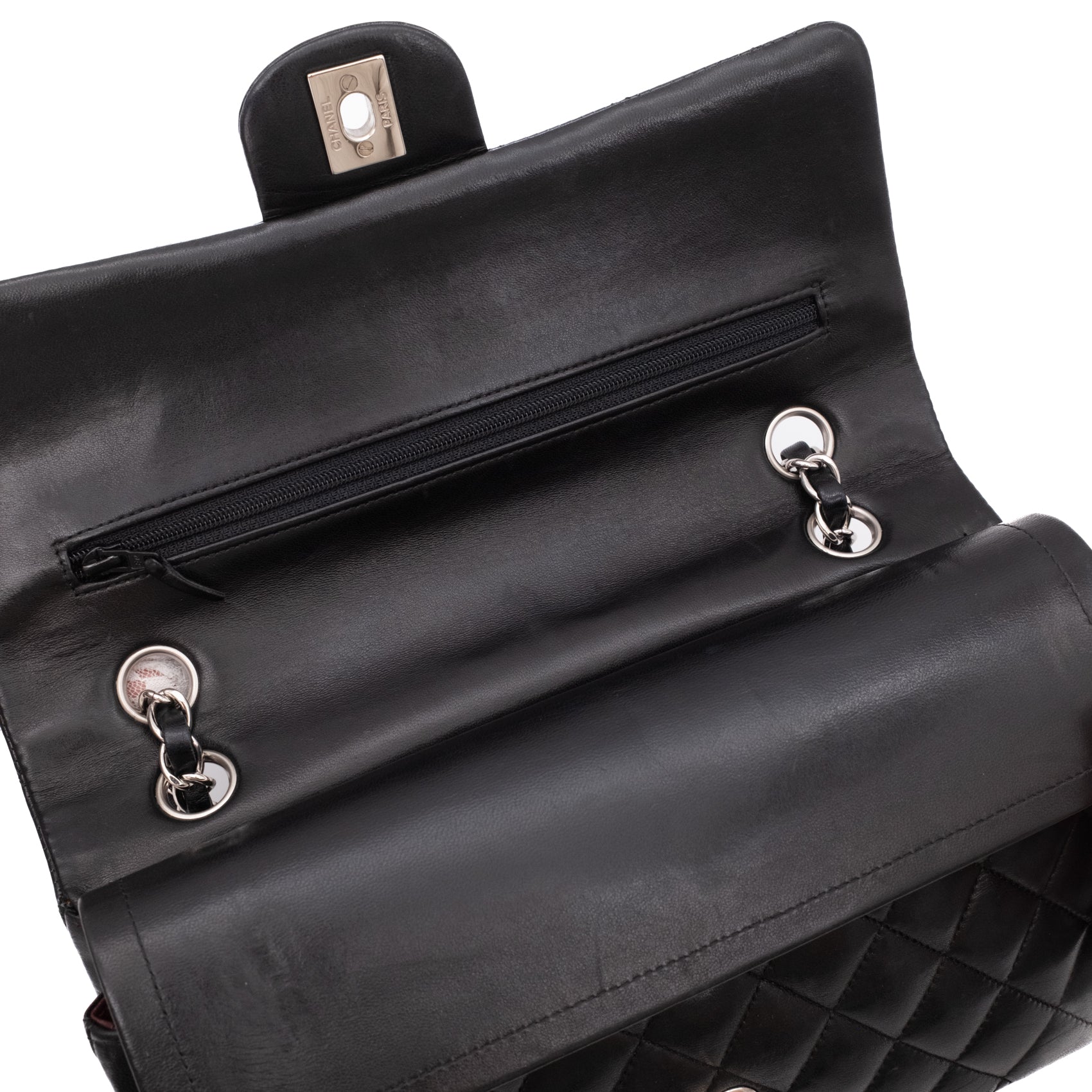 Chanel Classic Timeless Double Flap Bag Medium Lammleder Schwarz PHW