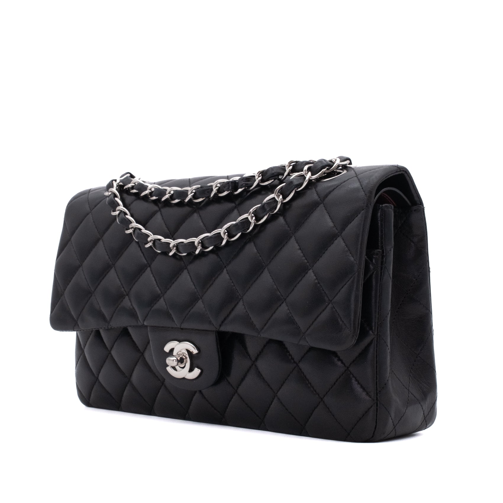 Chanel Classic Timeless Double Flap Bag Medium Lammleder Schwarz PHW
