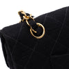 Vintage Chanel Classic Timeless Double Flap Bag in Medium Größe aus schwarzem Leinen Canvas Material mit goldener Hardware